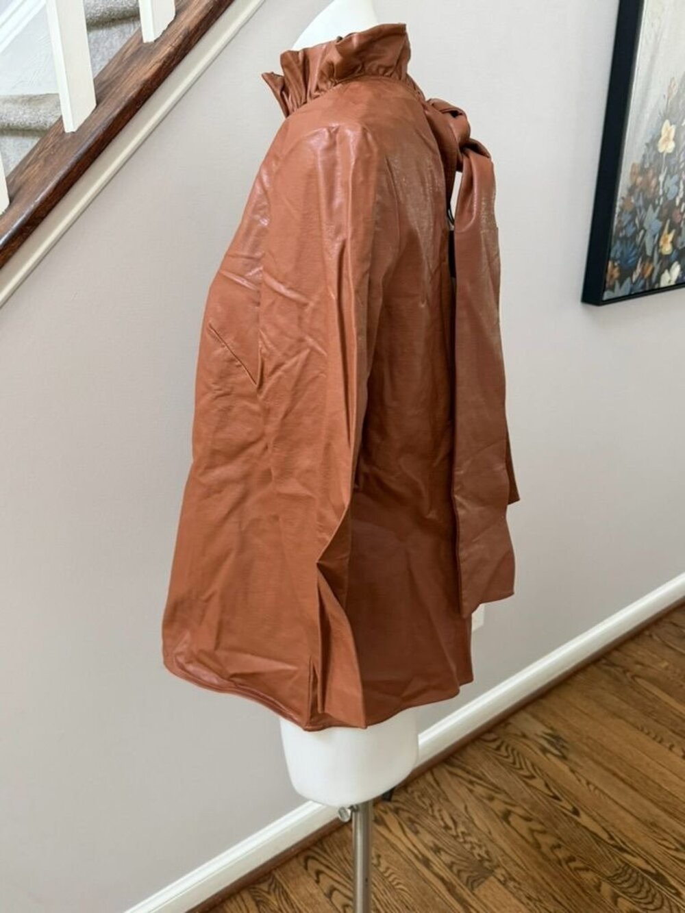 NWT Tuckernuck Brown Faux Leather Faye Blouse Medium - Picture 4 of 4
